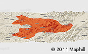 Political Panoramic Map of Huaihua, shaded relief outside