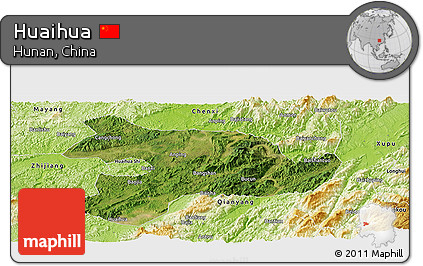 Satellite Panoramic Map of Huaihua, physical outside