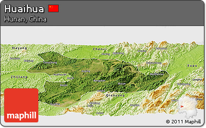 Satellite Panoramic Map of Huaihua, physical outside