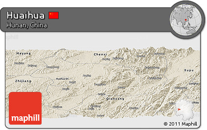 Shaded Relief Panoramic Map of Huaihua