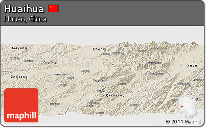 Shaded Relief Panoramic Map of Huaihua