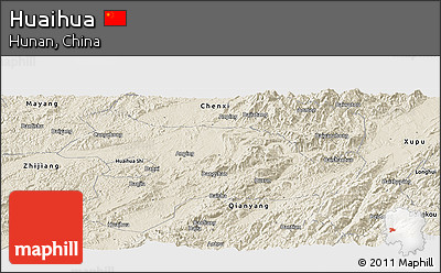Shaded Relief Panoramic Map of Huaihua