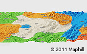Shaded Relief Panoramic Map of Huaihua, political outside