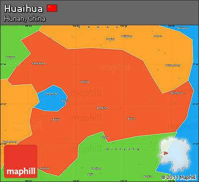 Political Simple Map of Huaihua