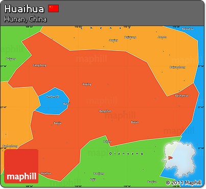 Political Simple Map of Huaihua