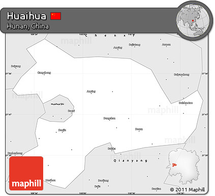 Silver Style Simple Map of Huaihua