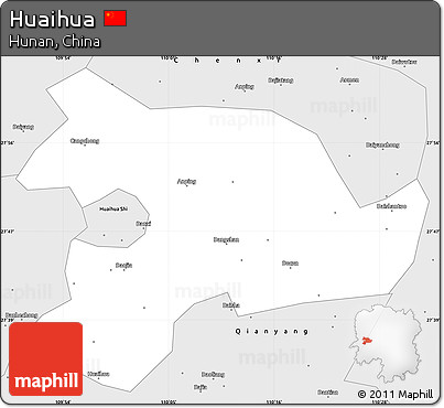 Silver Style Simple Map of Huaihua