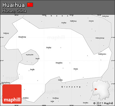 Silver Style Simple Map of Huaihua