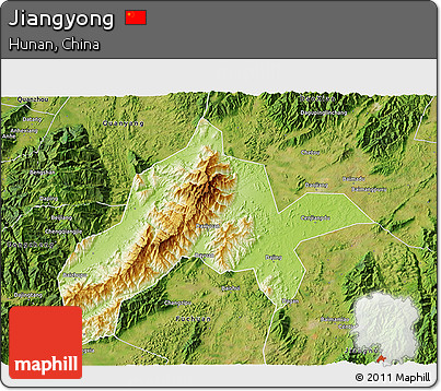 Physical 3D Map of Jiangyong, satellite outside