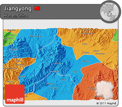 Political 3D Map of Jiangyong