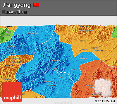 Political 3D Map of Jiangyong