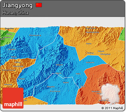 Political 3D Map of Jiangyong