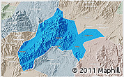 Political 3D Map of Jiangyong, lighten, semi-desaturated