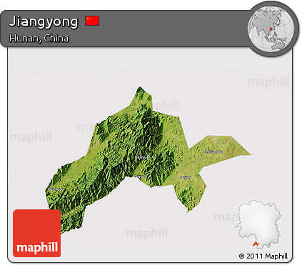 Satellite 3D Map of Jiangyong, cropped outside