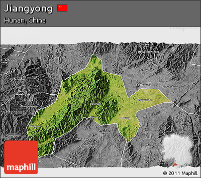 Satellite 3D Map of Jiangyong, desaturated