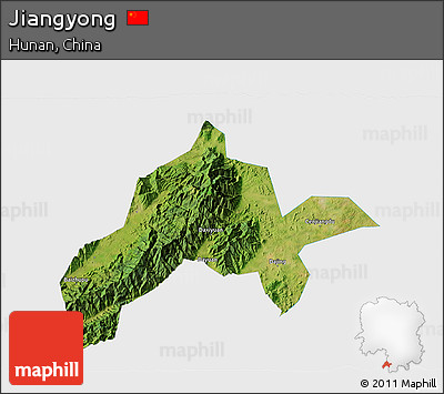 Satellite 3D Map of Jiangyong, single color outside
