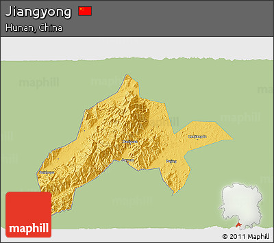 Savanna Style 3D Map of Jiangyong, single color outside