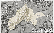 Shaded Relief 3D Map of Jiangyong, darken, semi-desaturated
