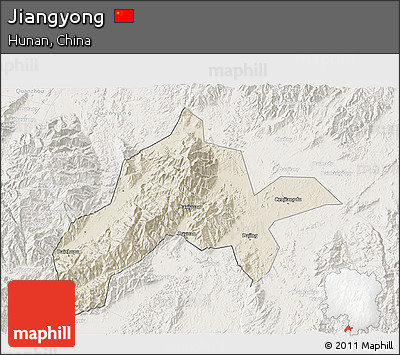 Shaded Relief 3D Map of Jiangyong, lighten