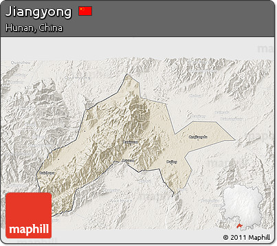 Shaded Relief 3D Map of Jiangyong, lighten