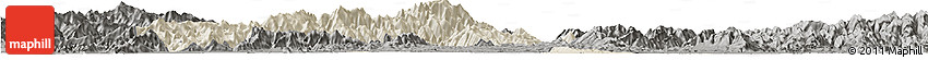 Shaded Relief Horizon Map of Jiangyong, darken, semi-desaturated