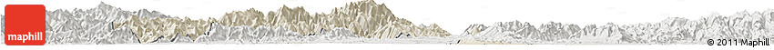 Shaded Relief Horizon Map of Jiangyong, lighten, semi-desaturated