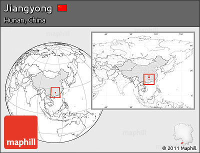 Blank Location Map of Jiangyong, highlighted country, within the entire country