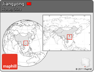 Blank Location Map of Jiangyong, highlighted country, within the entire country