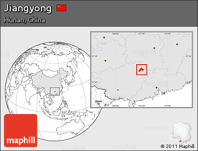 Blank Location Map of Jiangyong, highlighted country