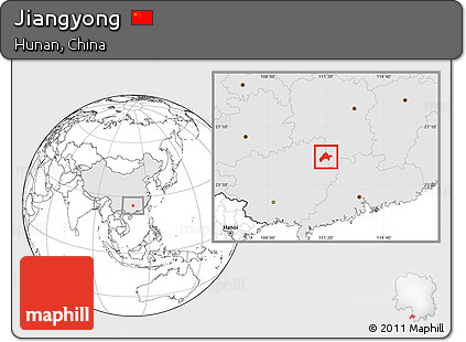 Blank Location Map of Jiangyong, highlighted country
