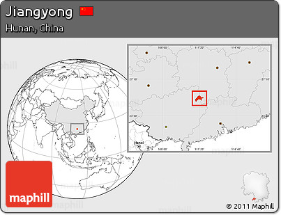 Blank Location Map of Jiangyong, highlighted country