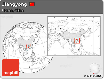 Blank Location Map of Jiangyong, highlighted country, highlighted parent region, within the entire country