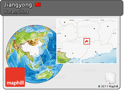 Physical Location Map of Jiangyong, highlighted country