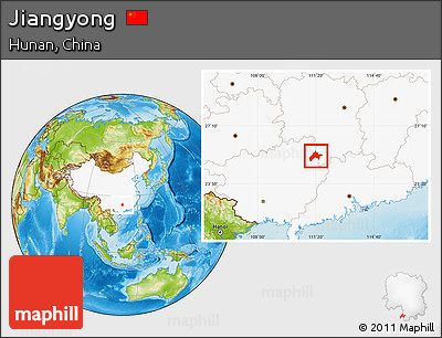 Physical Location Map of Jiangyong, highlighted country