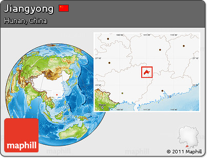 Physical Location Map of Jiangyong, highlighted country