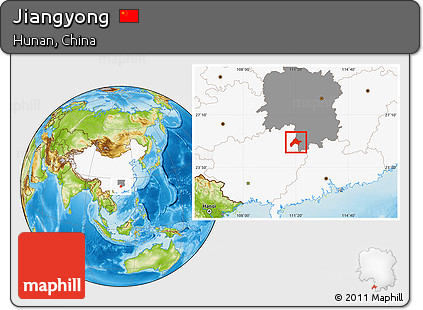 Physical Location Map of Jiangyong, highlighted country, highlighted parent region