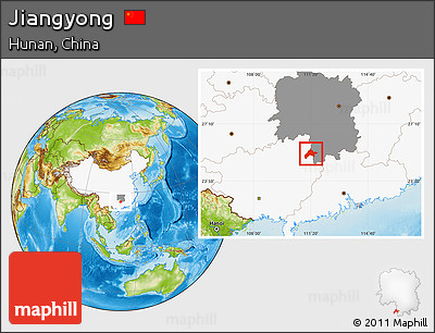 Physical Location Map of Jiangyong, highlighted country, highlighted parent region