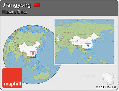 Savanna Style Location Map of Jiangyong, highlighted country, highlighted parent region, within the entire country