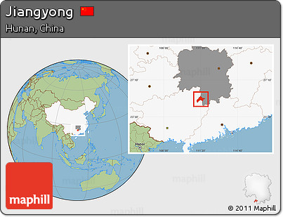 Savanna Style Location Map of Jiangyong, highlighted country, highlighted parent region
