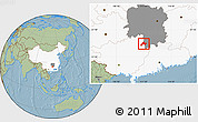 Savanna Style Location Map of Jiangyong, highlighted country, highlighted parent region, hill shading