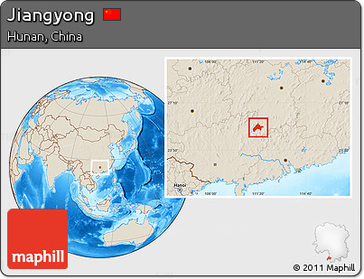 Shaded Relief Location Map of Jiangyong