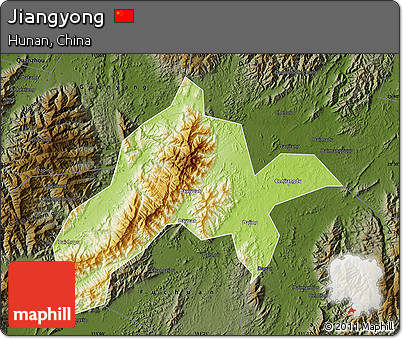 Physical Map of Jiangyong, darken
