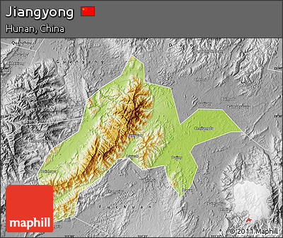 Physical Map of Jiangyong, desaturated