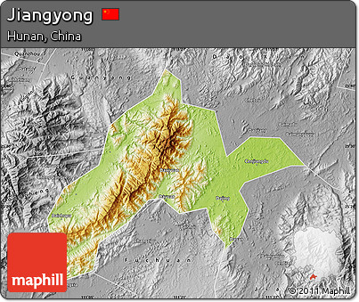 Physical Map of Jiangyong, desaturated