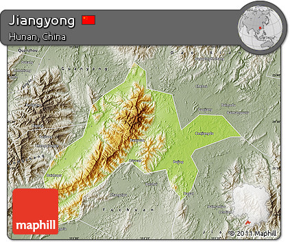 Physical Map of Jiangyong, semi-desaturated