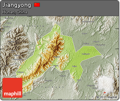 Physical Map of Jiangyong, semi-desaturated