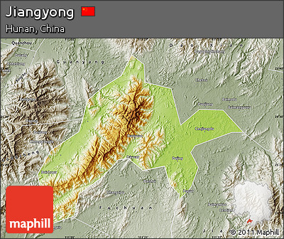 Physical Map of Jiangyong, semi-desaturated