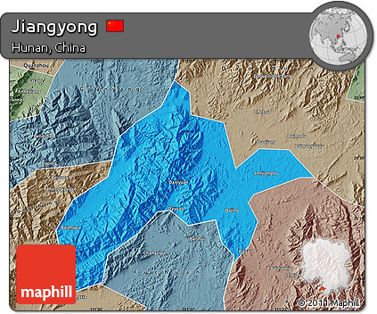 Political Map of Jiangyong, semi-desaturated