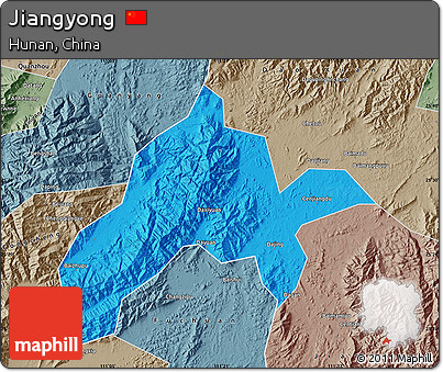 Political Map of Jiangyong, semi-desaturated