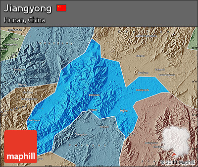 Political Map of Jiangyong, semi-desaturated
